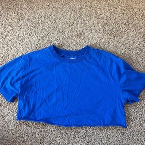 Electric Blue Cropped Crewneck Women's Top